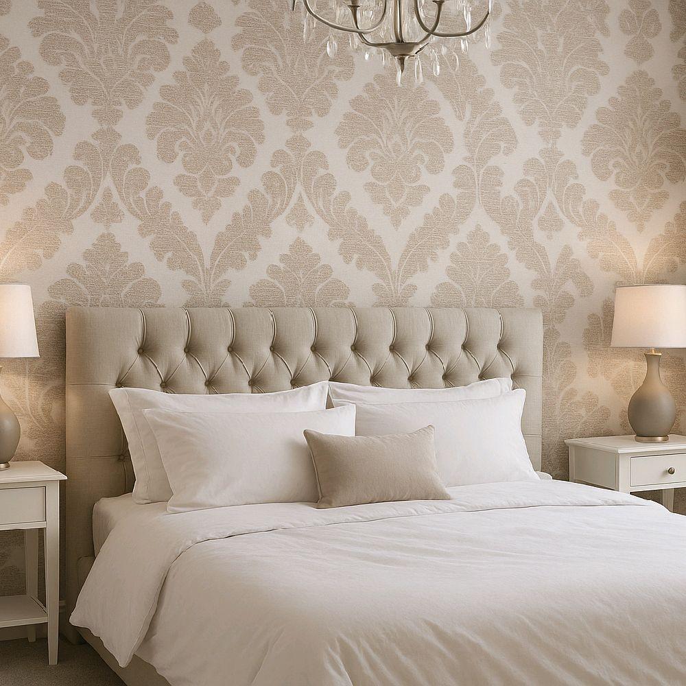 Damask Valencia Wallpaper – Rose Gold (Textured) bedroom home kitchen