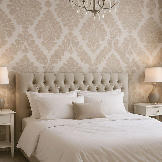 Damask Valencia Wallpaper – Rose Gold  (Textured) bedroom home kitchen