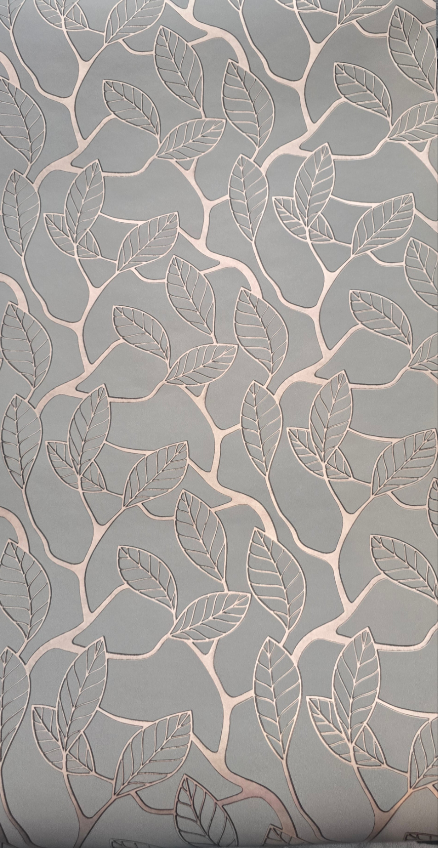 Leaf Trail Dark Grey/Rose Gold Wallpaper
