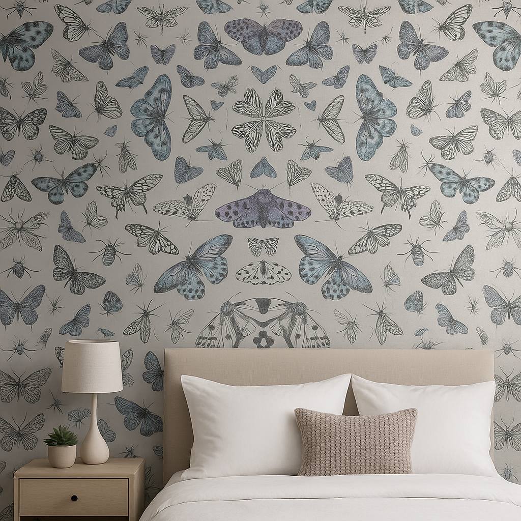 Glitter butterfly Silver Wallpaper