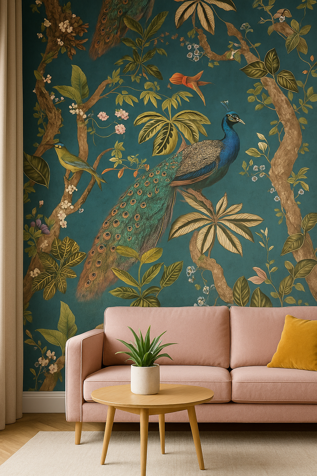 ✨ Statement Feature Wallpaper – Peacock Woods (Aqua) ✨