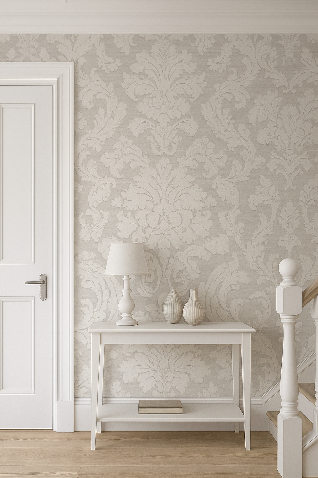 Damask Valencia Taupe Champagne wallpaper