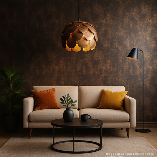 Concrete Charcoal & Copper Wallpaper ✨