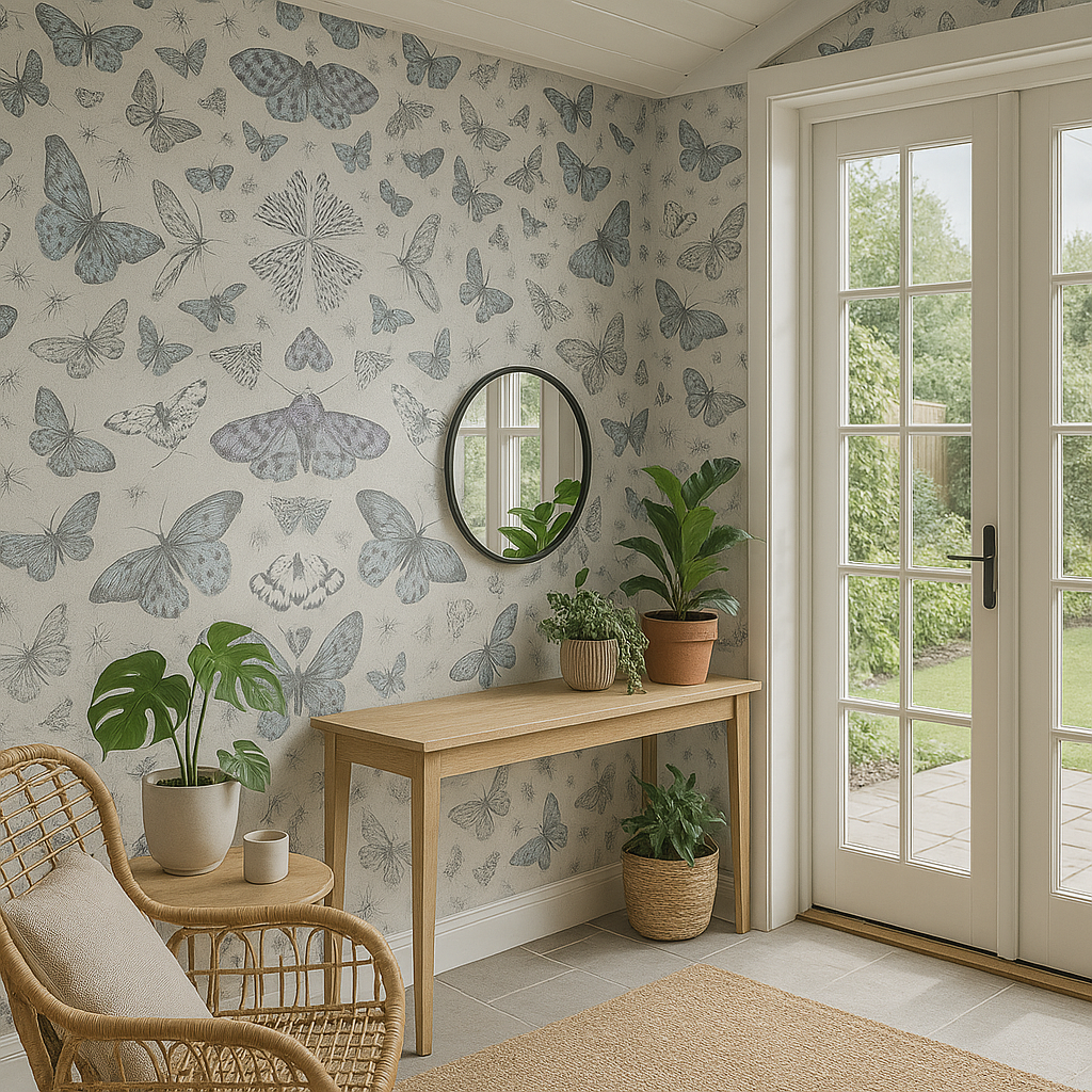 Glitter butterfly Silver Wallpaper