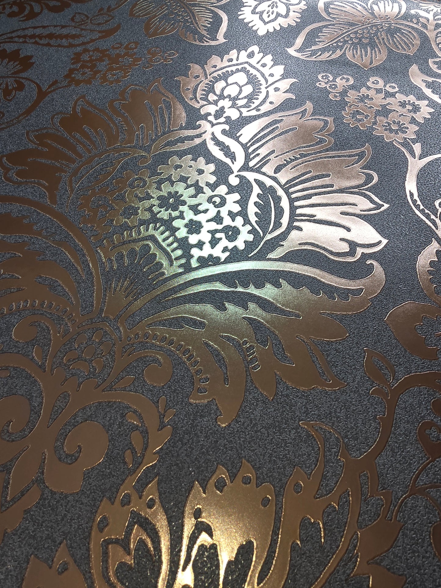 Luxury Foil Damask Charcoal & Rose Gold Wallpaper – FD42563