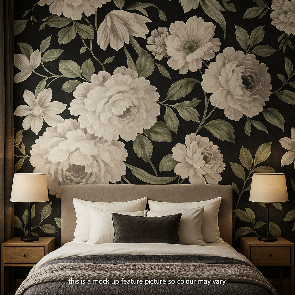 Fayre Floral Cream & Black Wallpaper – 194302