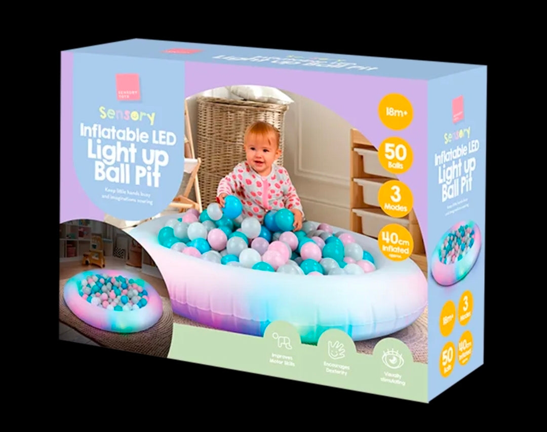 Sensory LED Inflatable Ball Pit (90 cm) – Lights & Glow Balls Included