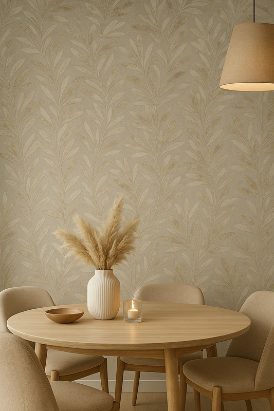 Willow Trail Neutral Textured Leaf Wallpaper – 204802