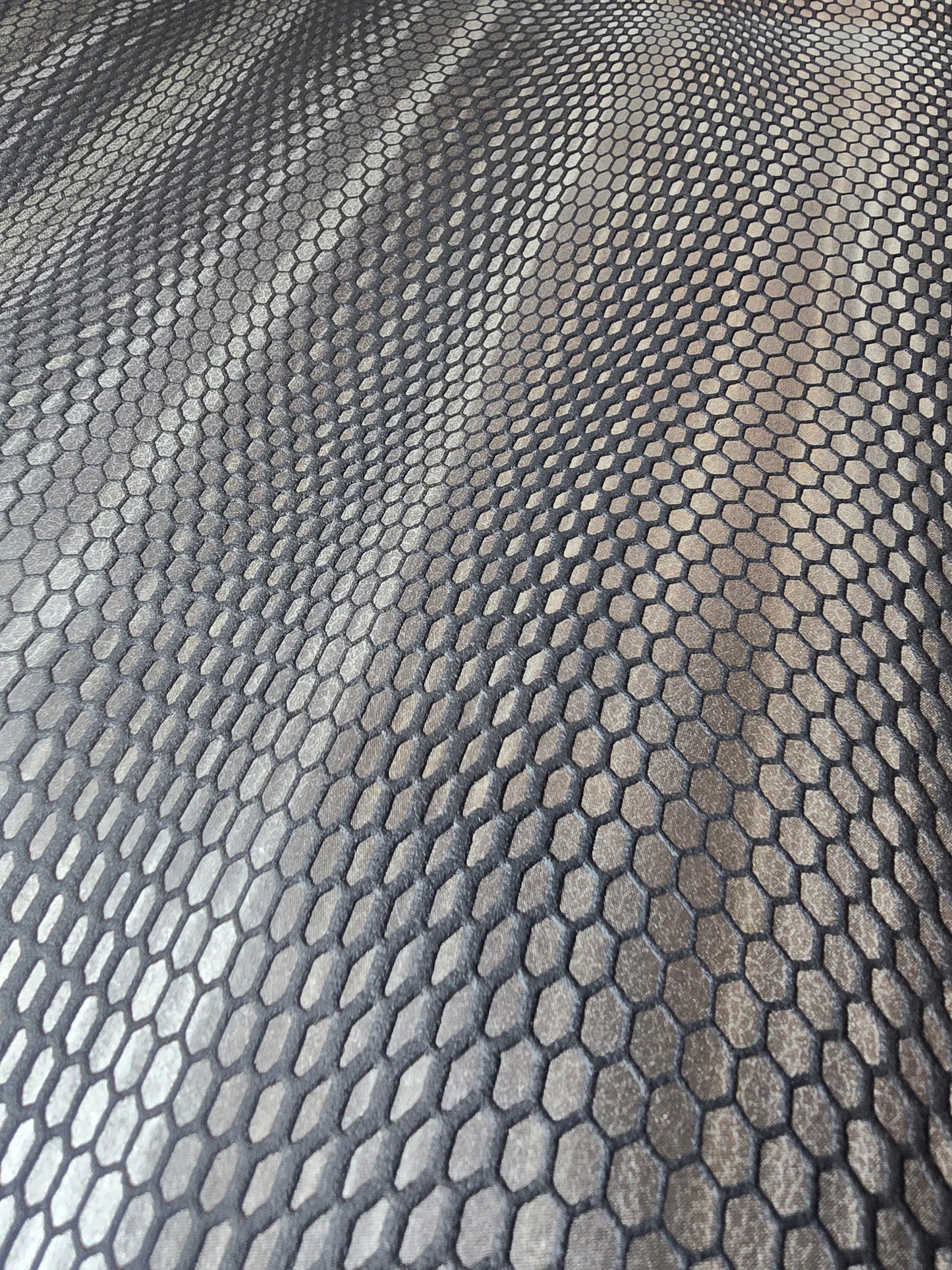 Metallic Black & Bronze Hexagon Textured Wallpaper (10386-15)