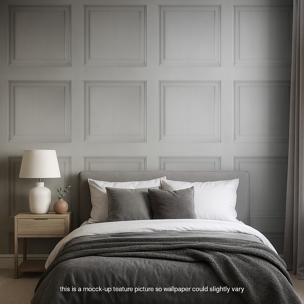 Boiserie Grey Panel Wallpaper ✨