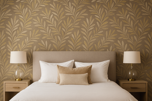 Willow Trail Taupe Textured Leaf Wallpaper – 204801
