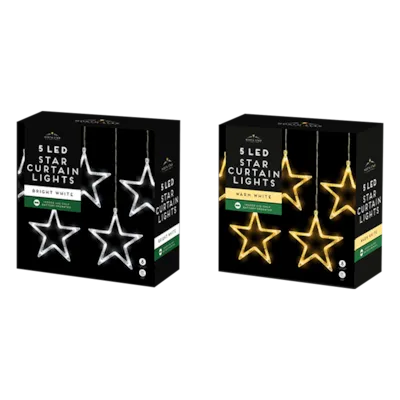 5 LED Star Curtain Lights – Battery Operated