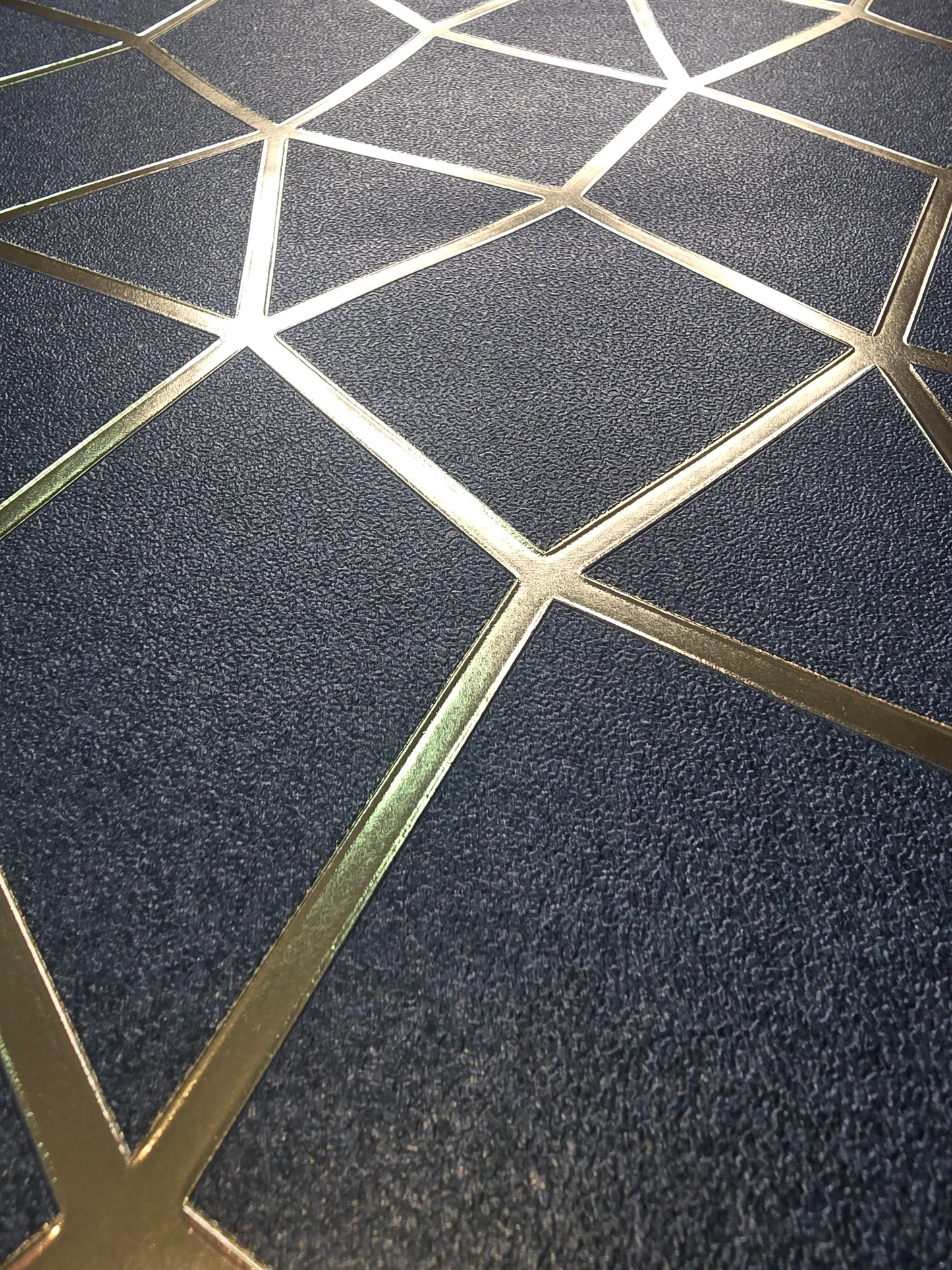 Luxury Foil Geometric Wallpaper – Navy & Gold (Pattern FD42560)