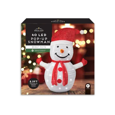 Pop-Up 40 LED Snowman – 60 × 70 cm