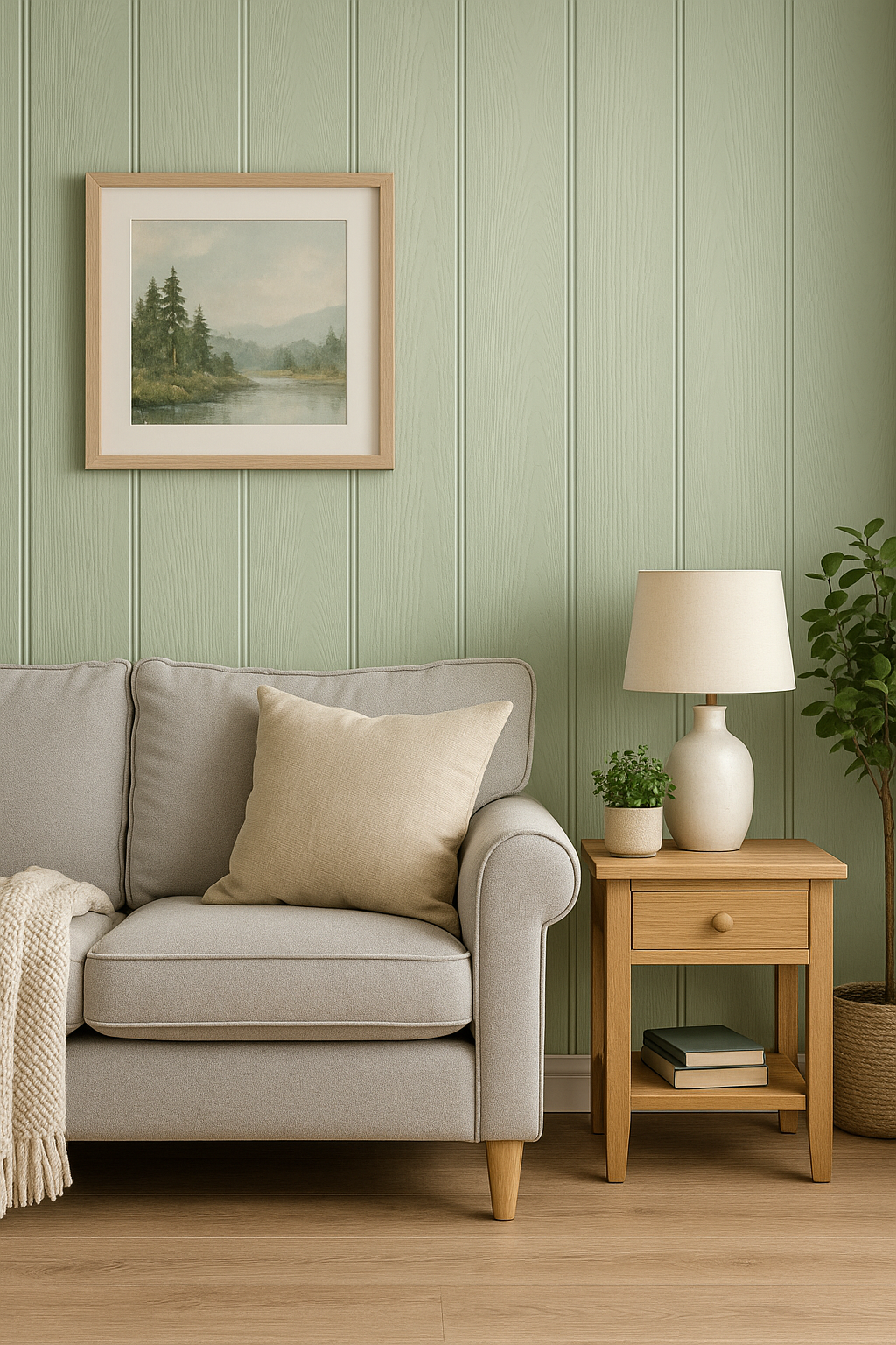 Tongue & Groove Sage Green Wallpaper ๐ฟ