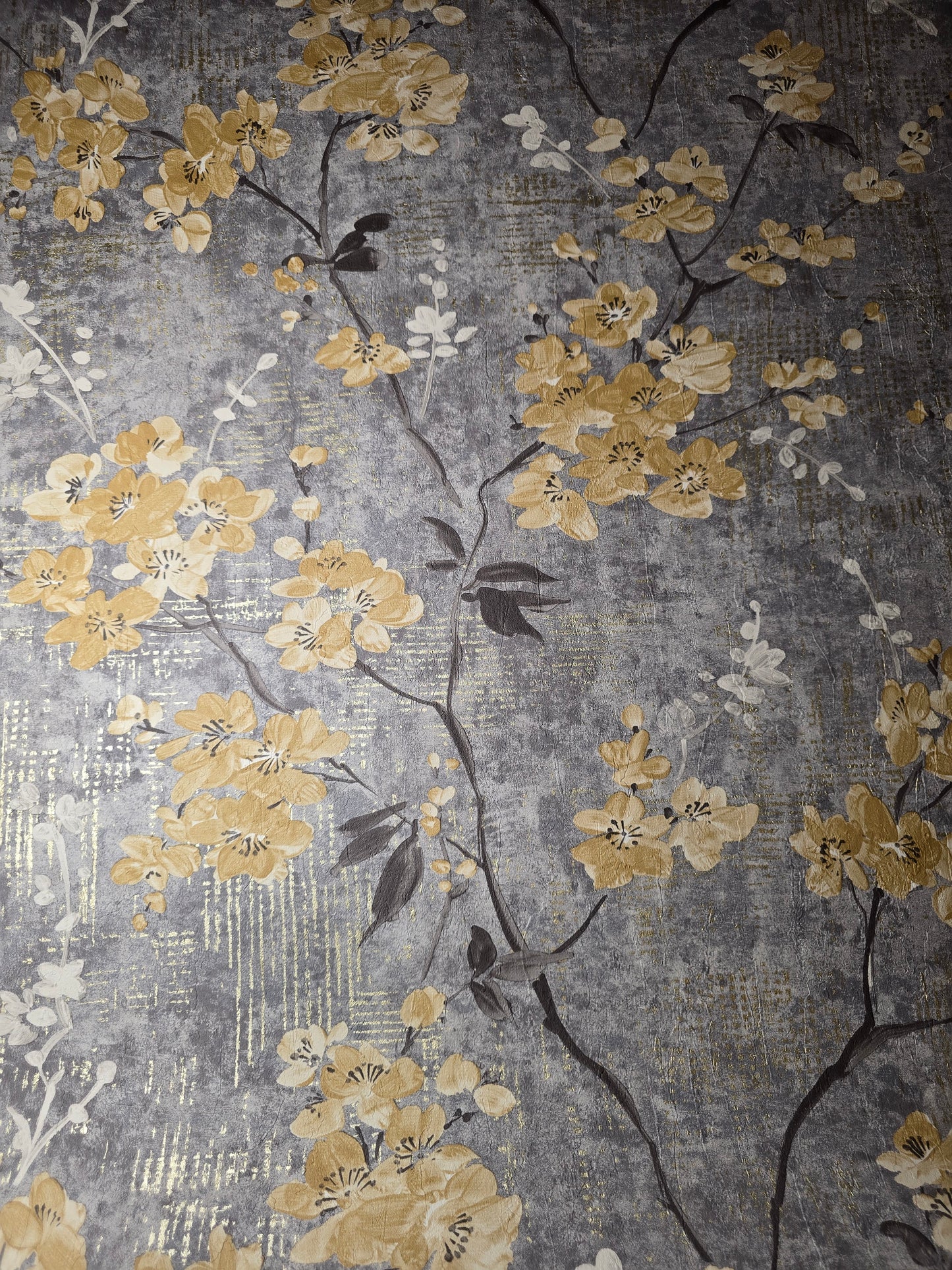 Anethe Blossom Charcoal & Ochre Wallpaper – 196401