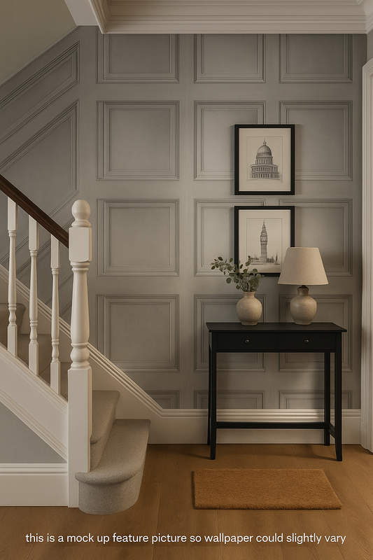 Boiserie Grey Panel Wallpaper ✨