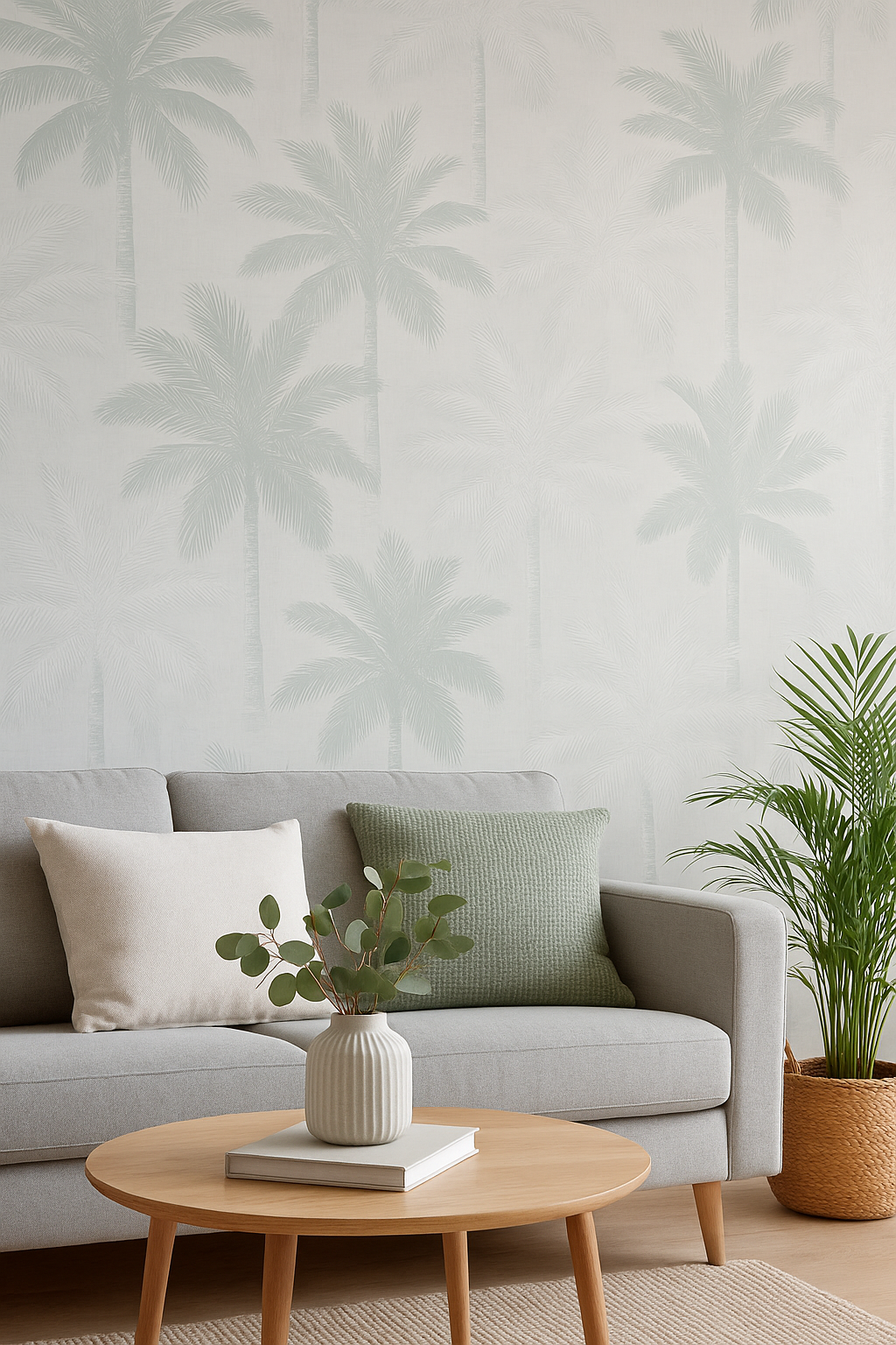 Palm Tree Wallpaper – Tropical Grey & White