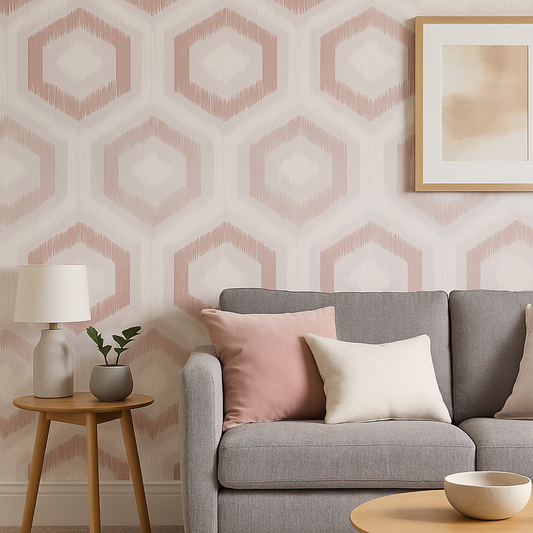 Ikat Geo Blush Textured Wallpaper 💖