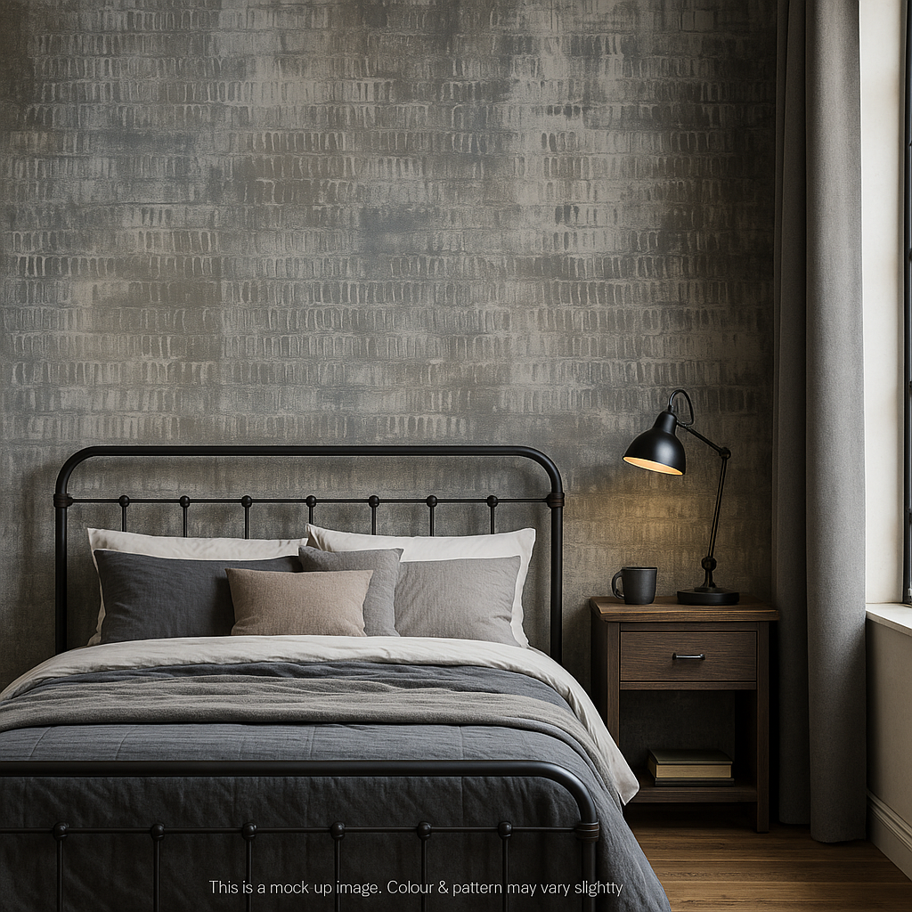 Urban Industrial Textured Effect Wallpaper – Charcoal/Grey (FD25380
