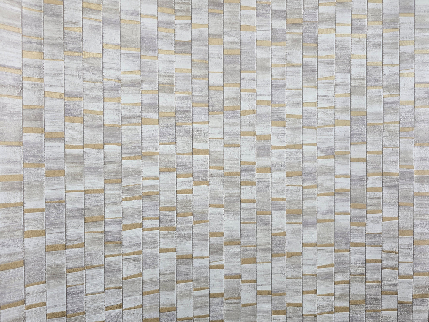 Modern Textured Metallic Tile Wallpaper – Grey, Cream & Gold (FD24923)