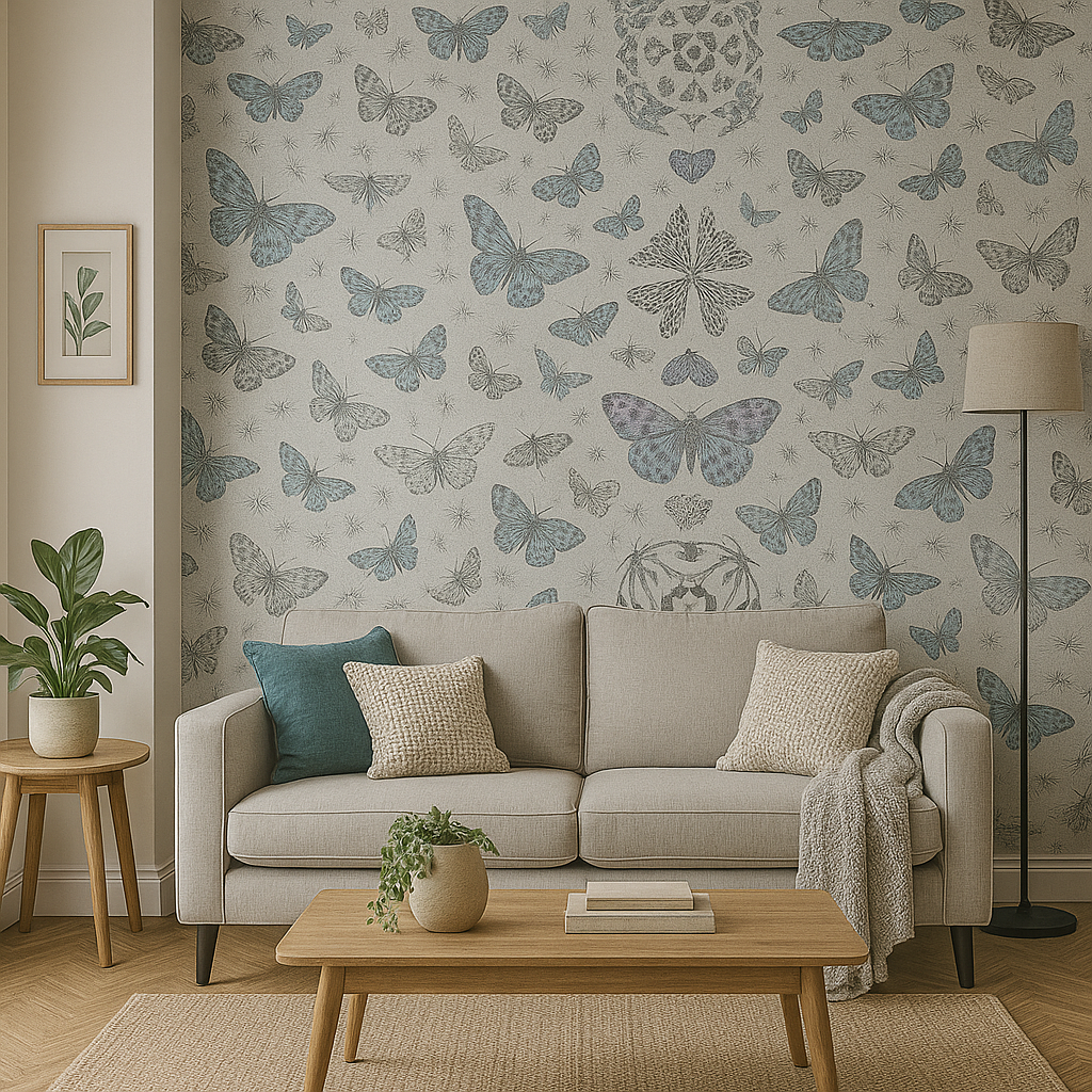 Glitter butterfly Silver Wallpaper