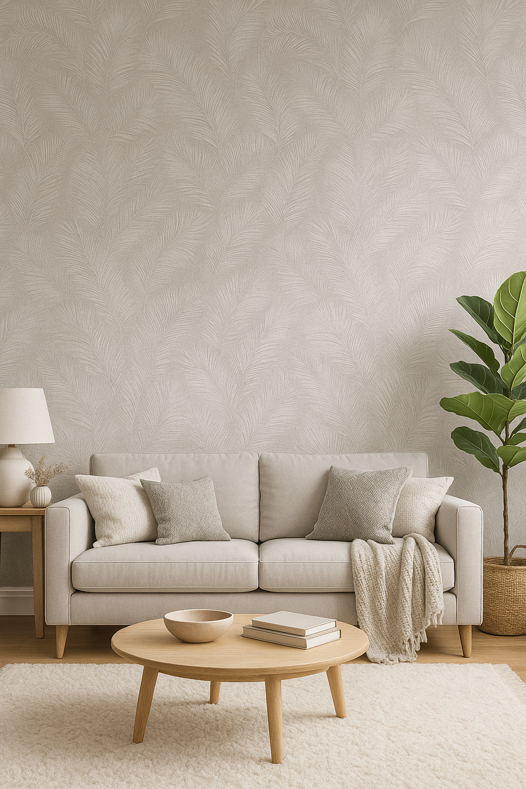 Luxury Feather Textured Wallpaper – Soft taupe