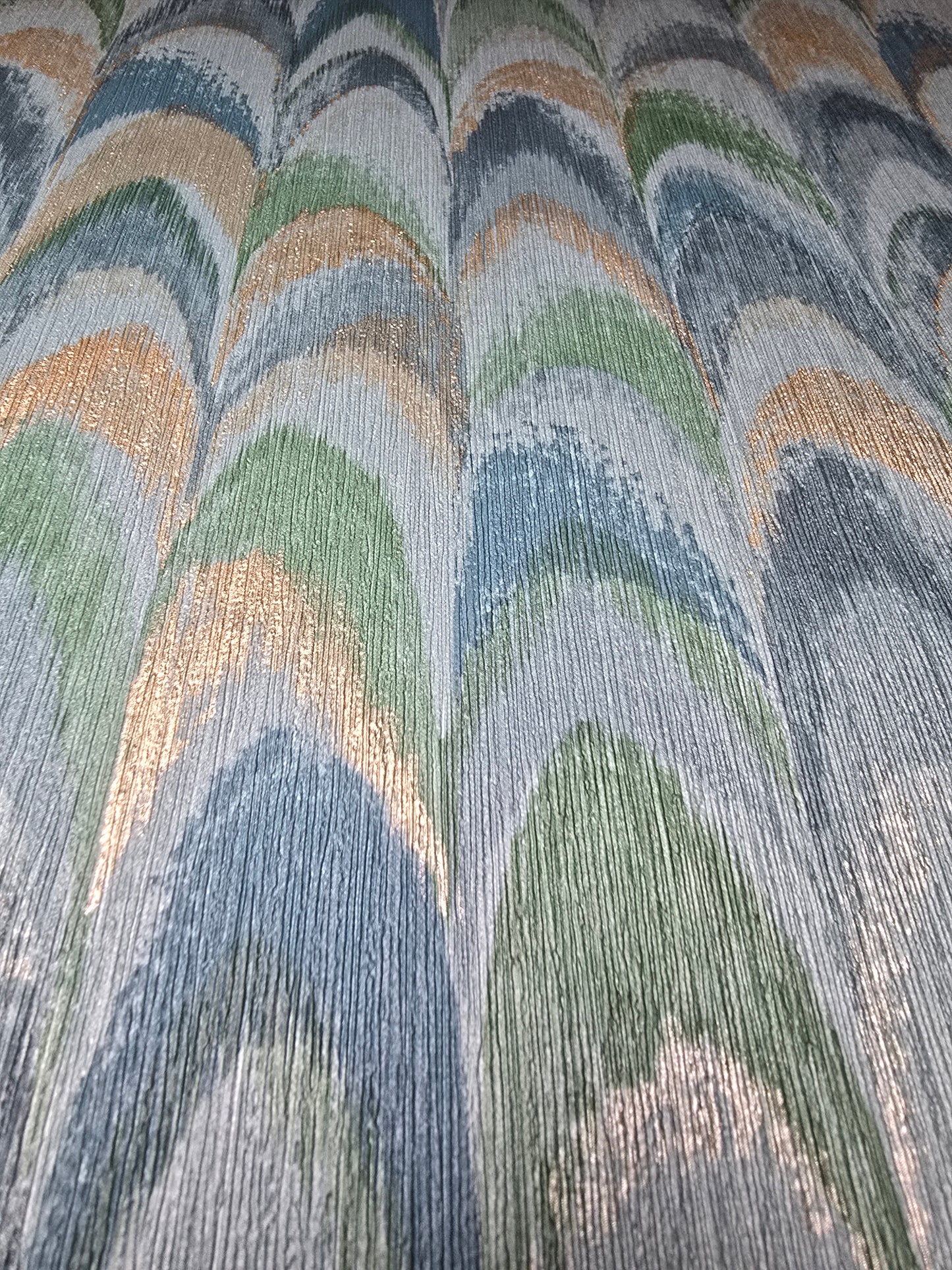 Ruba Teal Textured Feather-Effect Wallpaper (36132)
