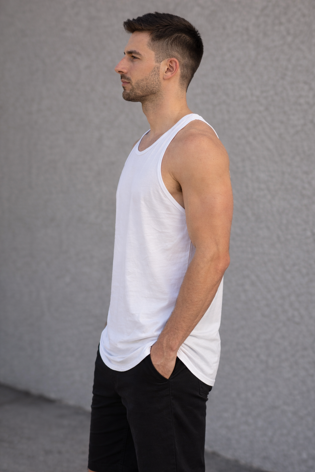Men’s Breathable Vest Tank Top – White or Black – Size Medium