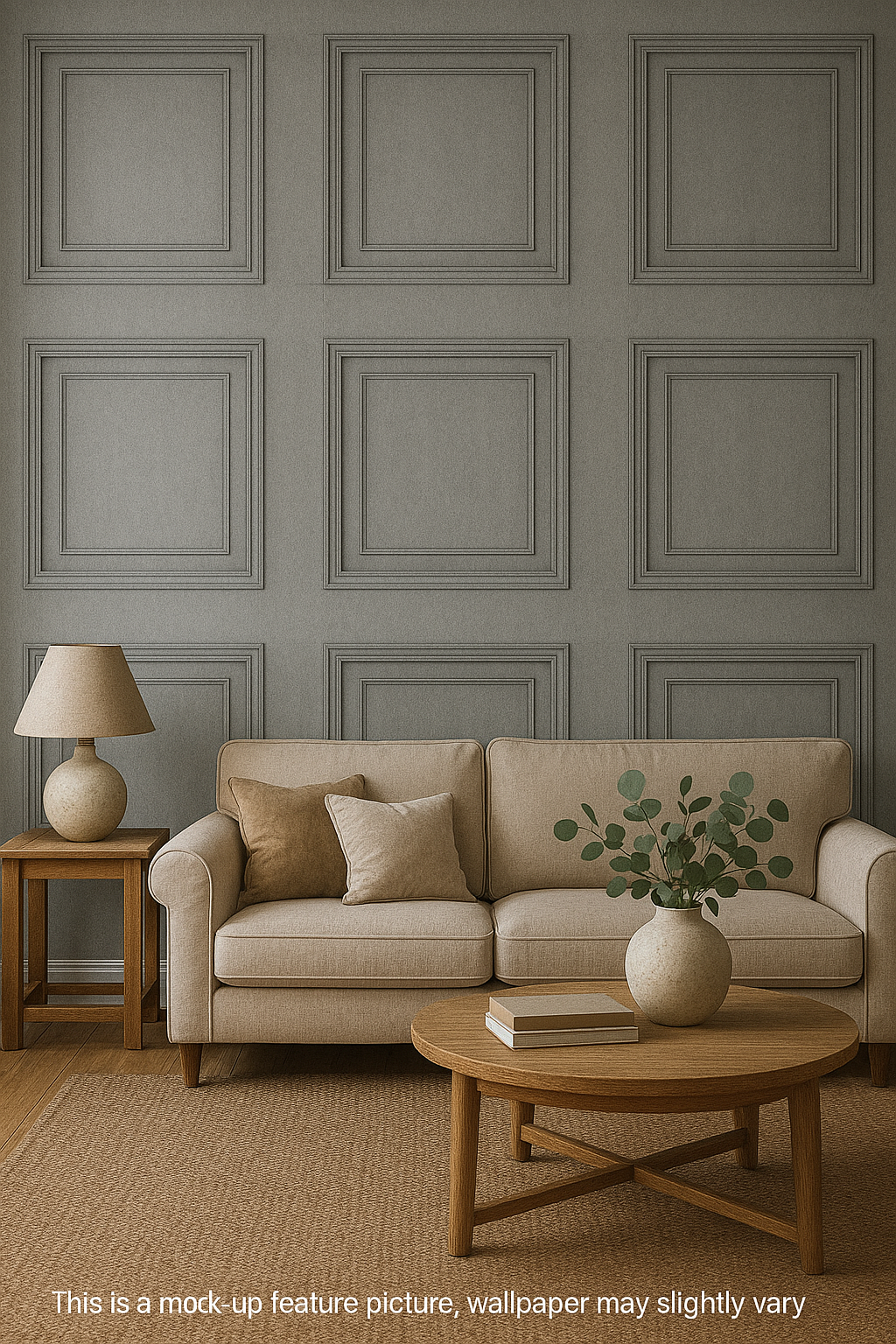 Boiserie Grey Panel Wallpaper ✨