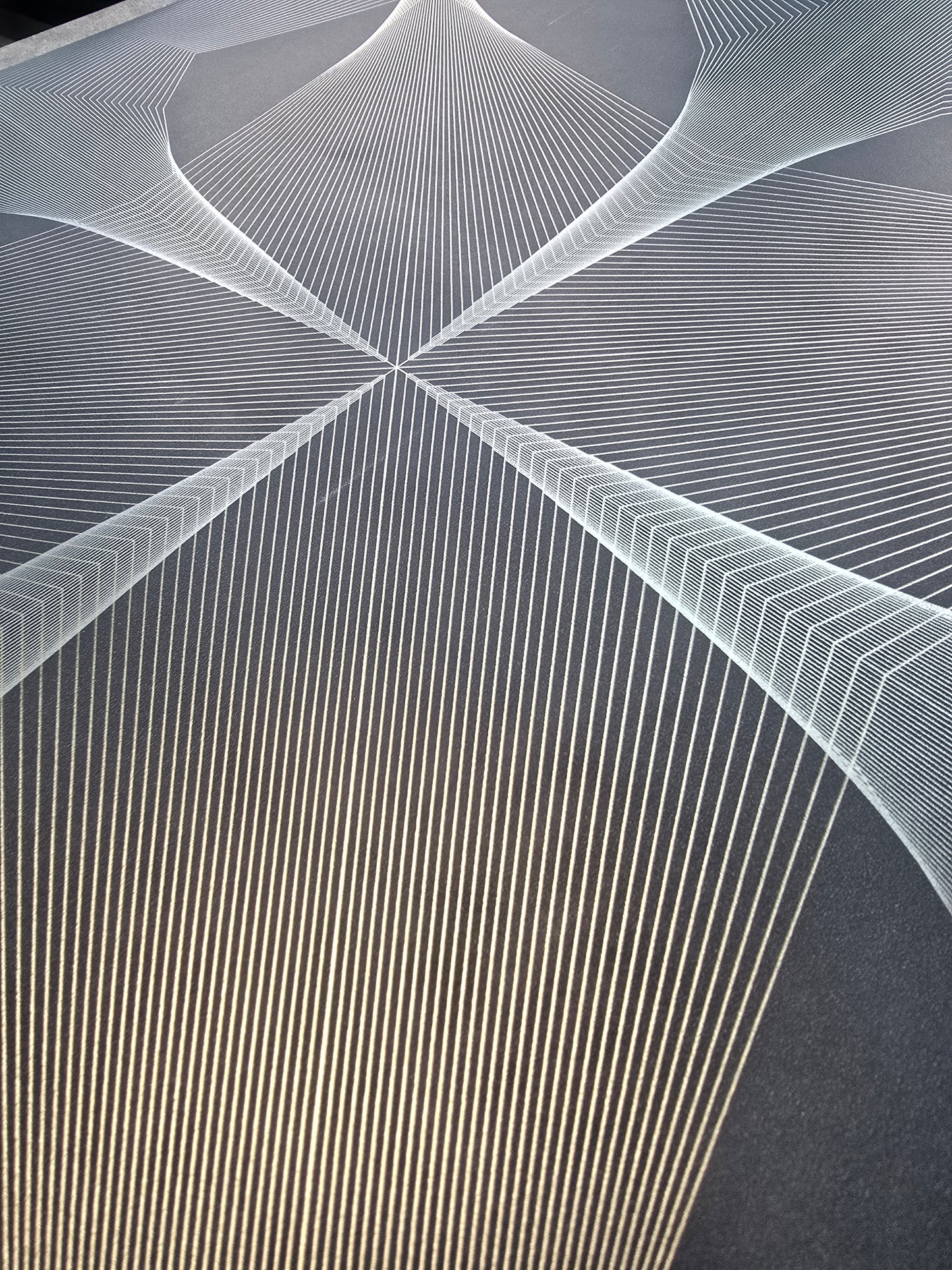 Designer Navy & Gold Geo Line Wallpaper – Modern Feature Wall (FD25526)