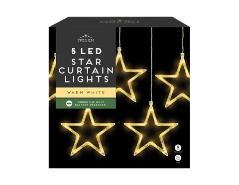 5 LED Star Curtain Lights – Battery Operated