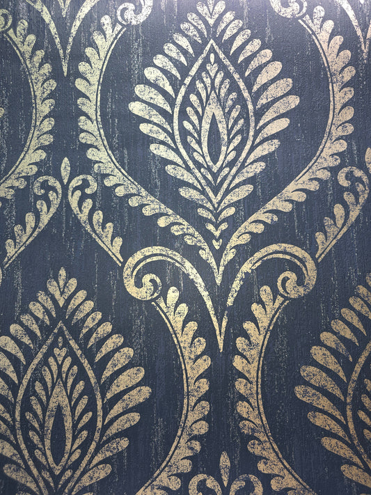 Estelle Damask Navy Wallpaper – M1758 ✨