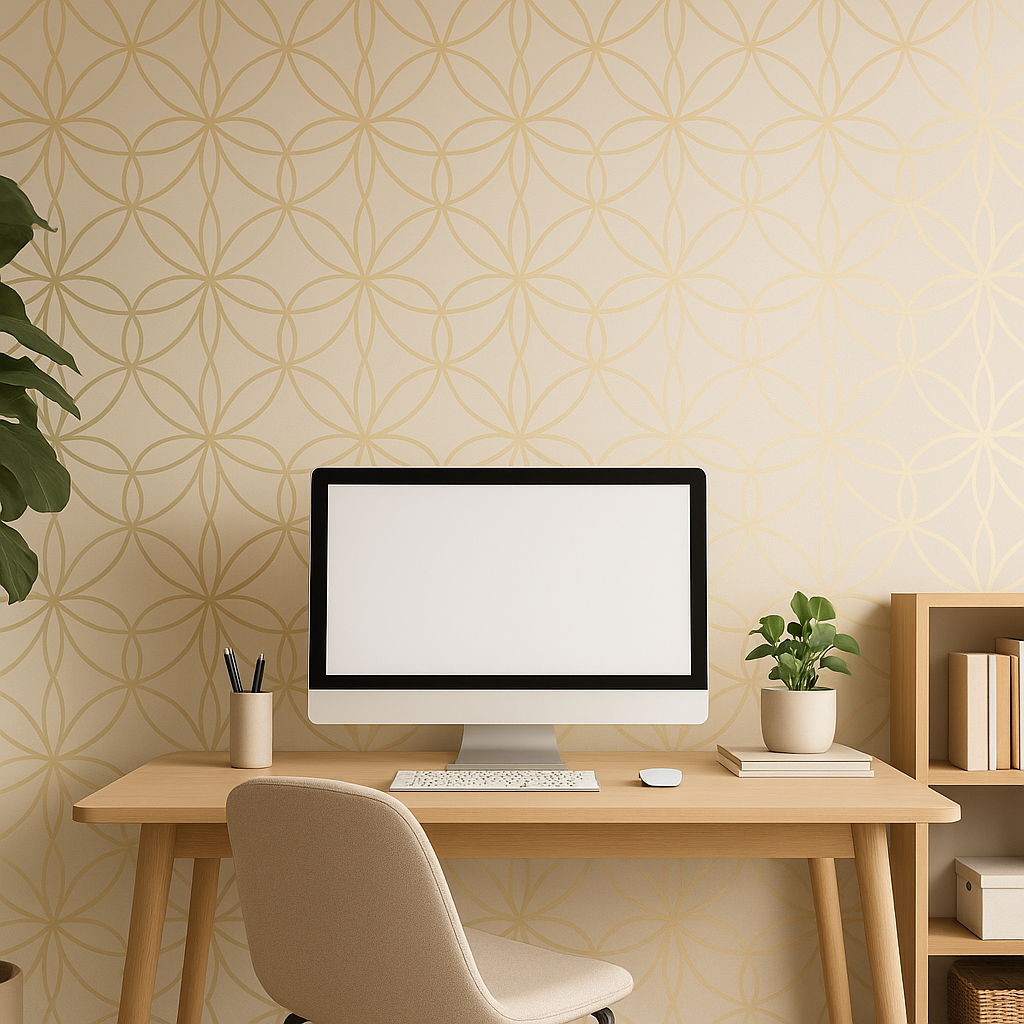 Statement Feature Wallpaper – Diso Beige/Gold