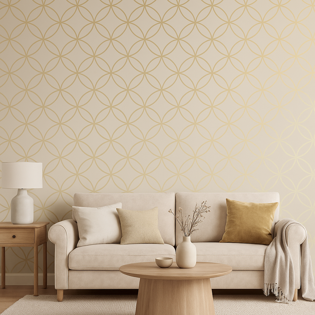 Statement Feature Wallpaper – Diso Beige/Gold