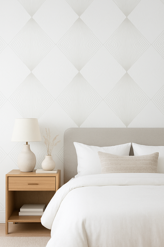 Geometric Wallpaper silver and white