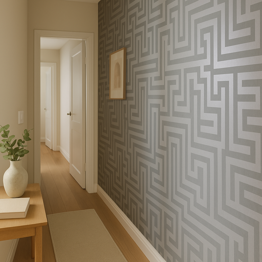 Glistening Maze Grey Wallpaper