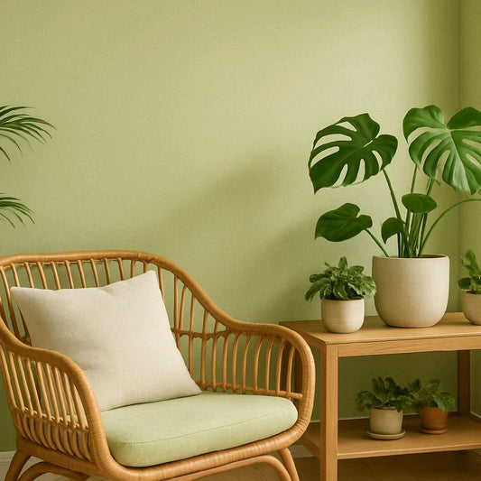 Origin Wallpaper Artichoke Green Linen Effect for Home Decor with Natural Linen Texture and Soft Green Hue kitchen
