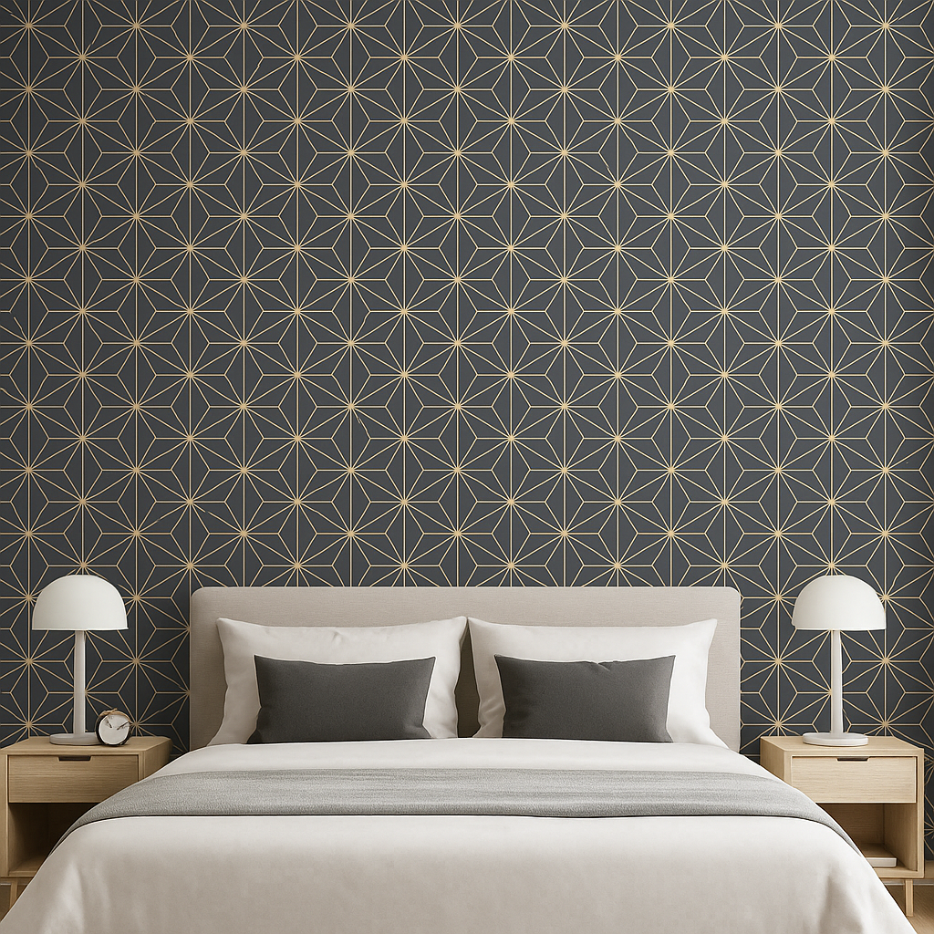Geometric Wallpaper black and gold