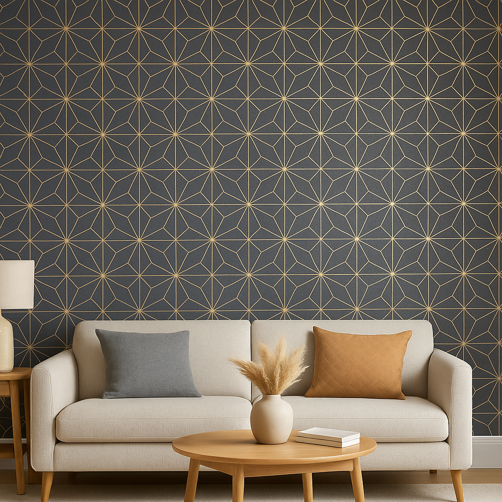Geometric Wallpaper black and gold