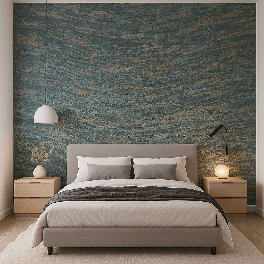 Teal & Copper Abstract Wallpaper