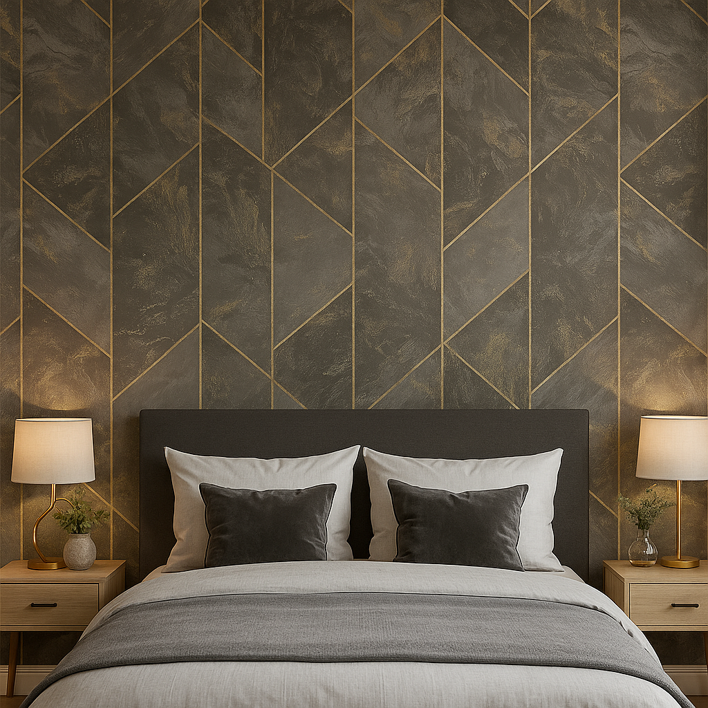 ZARCI Charcoal & Gold Geometric Wallpaper