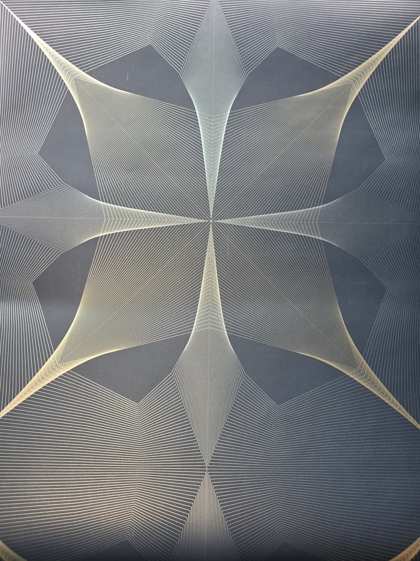 Designer Navy & Gold Geo Line Wallpaper – Modern Feature Wall (FD25526)