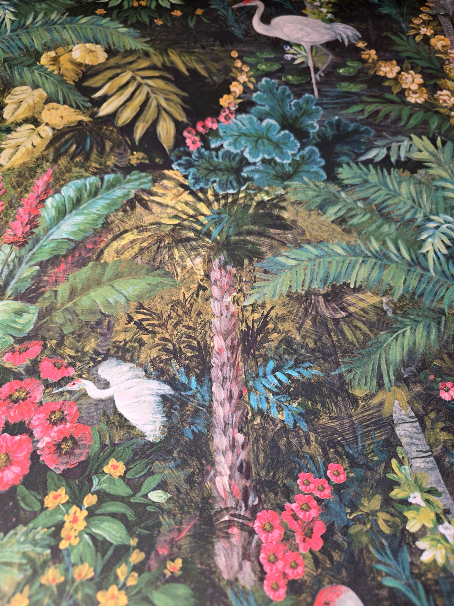Jungle Paradise Tropical Wallpaper Black Botanical Crane Feature Wall (13181)