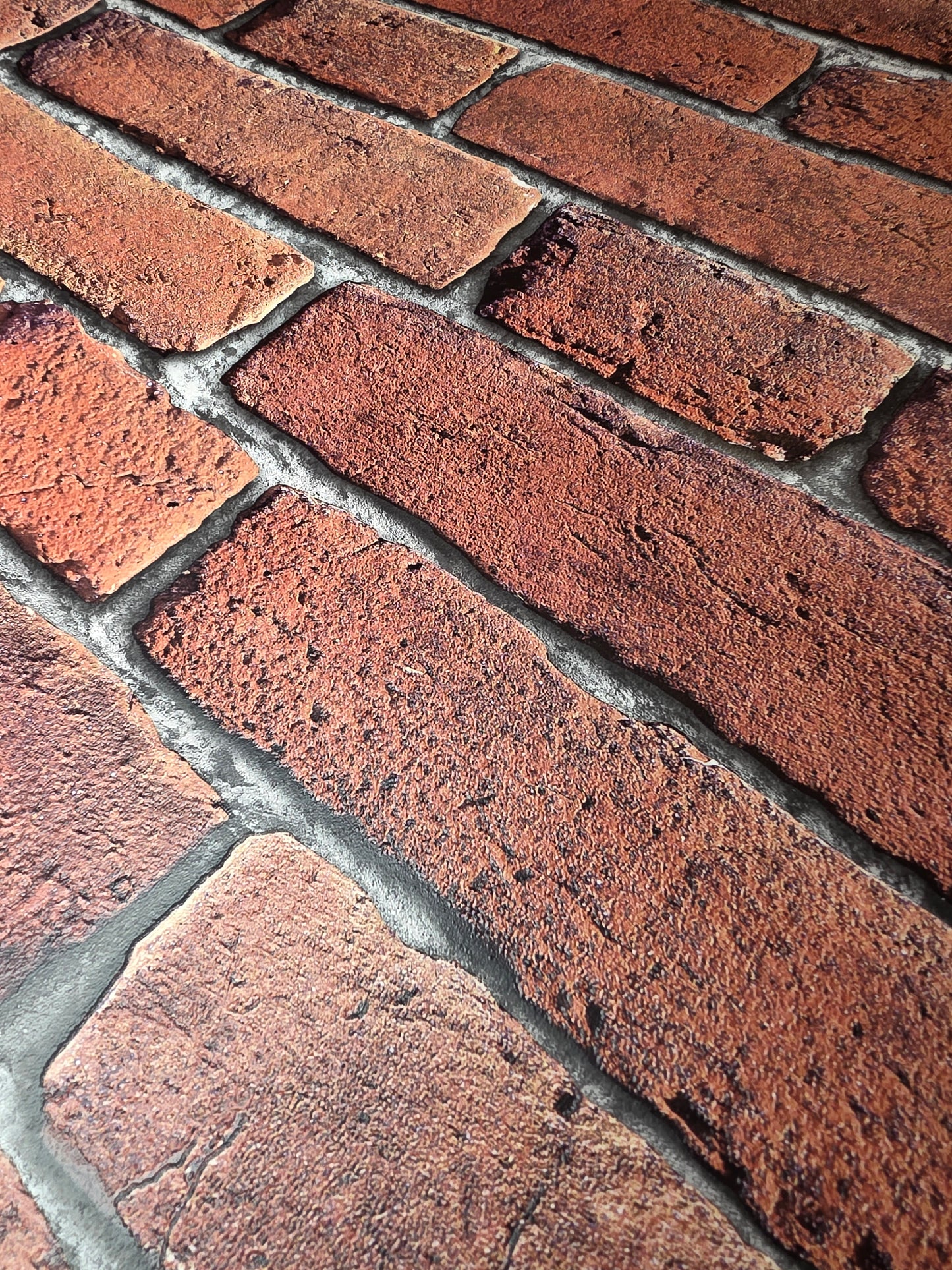 Slightly Imperfect Red Brick Effect Wallpaper – Rustic Exposed Brick Industrial Feature Wall
