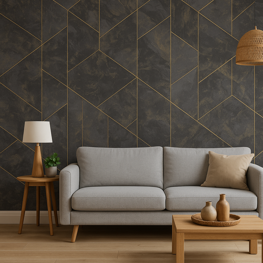 ZARCI Charcoal & Gold Geometric Wallpaper