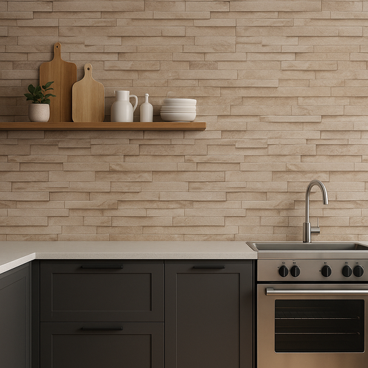 Natural Beige Stone Effect Wallpaper (02363-50)