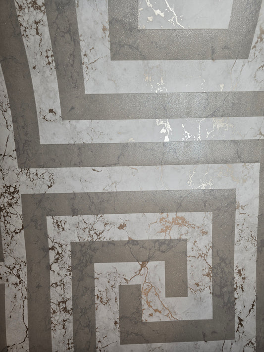 Athena Marble Cream Geometric Metallic Wallpaper Luxury Modern Feature Wall (4019)