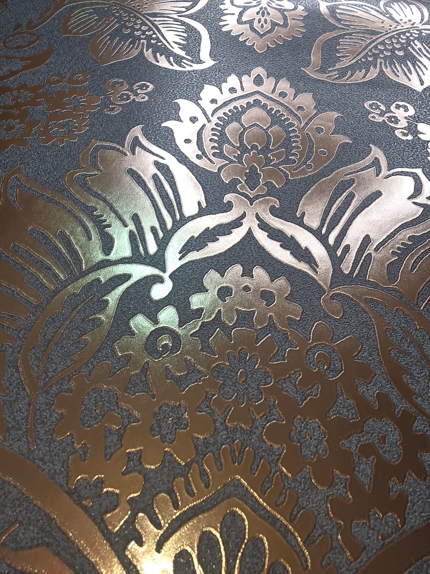 Luxury Foil Damask Charcoal & Rose Gold Wallpaper – FD42563
