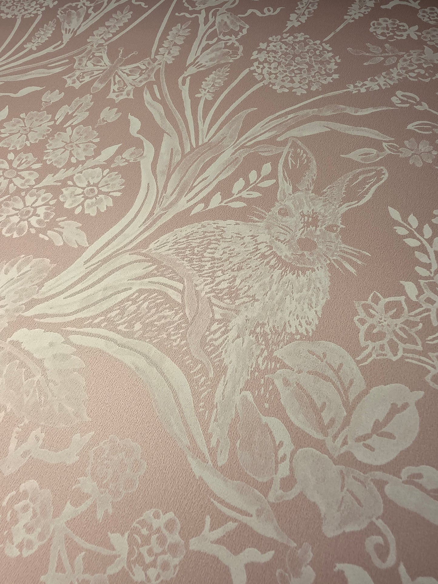 Harlen Rabbit Floral Wallpaper Coral Pink Botanical Feature Wall Holden (90161)